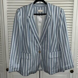 NWT LOFT Modern Stripe Linen Viscose Blazer